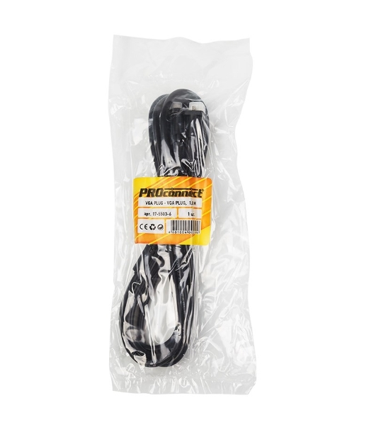 Шнур PROconnect VGA - VGA с ферритами, длина 1,8 метра, черный