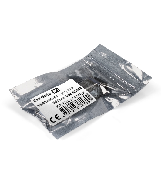 Трансивер SFP EXT-1G-MM850-LC2-550M (1000Base-SX для многомодового оптического кабеля, 1,25 Гбит/с, Tx:850/Rx:850 нм, до 550 м, разъем Duplex LC)