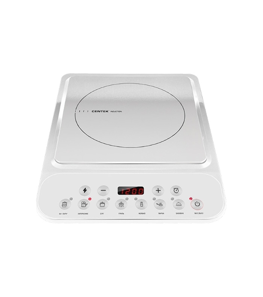 Плита настольная электрическая Centek CT-1517 белый, 2 кВт, индукция, конфорки - 1, стеклокерамика, сенсор