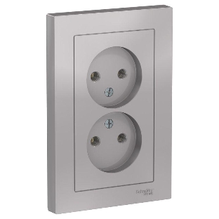 Розетка 2-м ATLAS DESIGN без заземл. 16А в сборе алюм. SchE ATN000320