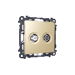 Комплект механизма розетки TV оконечной + SAT 5-862MHz 3.5dB/950-2150MHz 3.5dB ALFA Шампань QUANT (AP6133, VM217) MA613310, фото 1