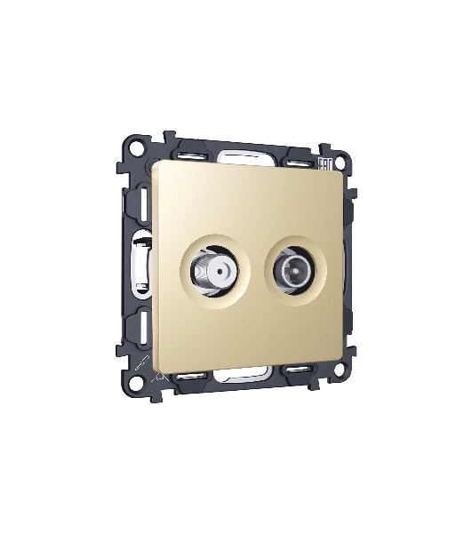 Комплект механизма розетки TV оконечной + SAT 5-862MHz 3.5dB/950-2150MHz 3.5dB ALFA Шампань QUANT (AP6133, VM217) MA613310