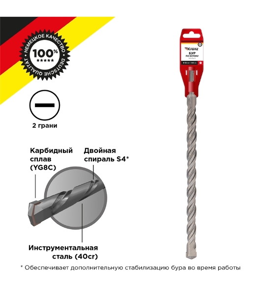 Бур по бетону Kranz 32x460x400 мм SDS PLUS