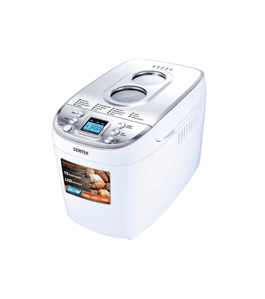 Хлебопечка Centek CT-1415 белый/серебристый, 860 Вт, 1.5 кг, 15 программ