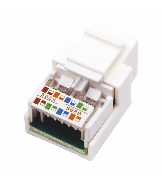 Модуль Rexant Keystone Jack RJ-45(8P8C), UTP неэкранированный, cat.5e, тип 180 градусов, белый