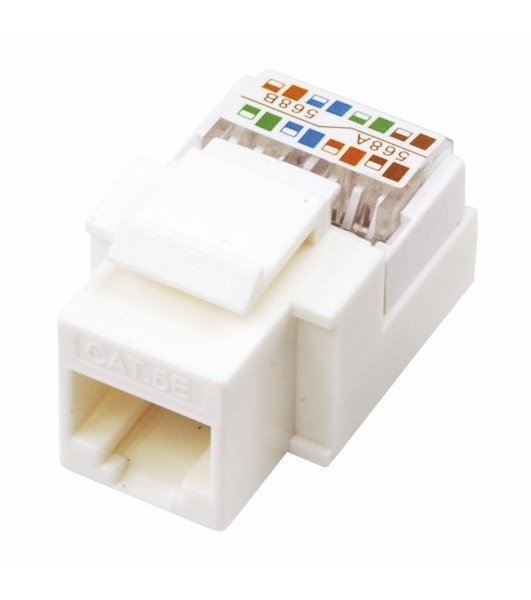 Модуль Rexant Keystone Jack RJ-45(8P8C), UTP неэкранированный, cat.5e, тип 180 градусов, белый