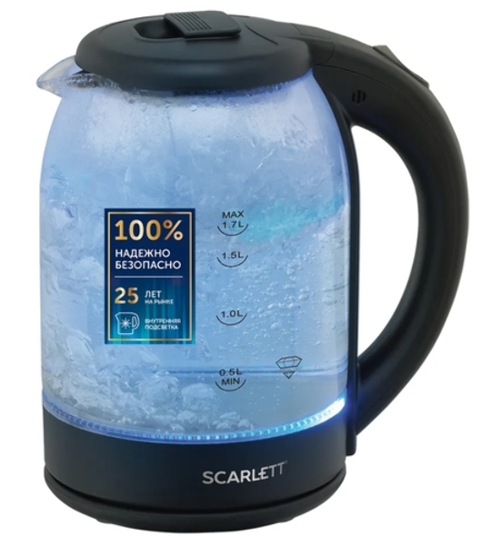 Чайник электрический Scarlett SC-EK27G90 черный Мощность, Вт: 1800; Объем, л: 1.7