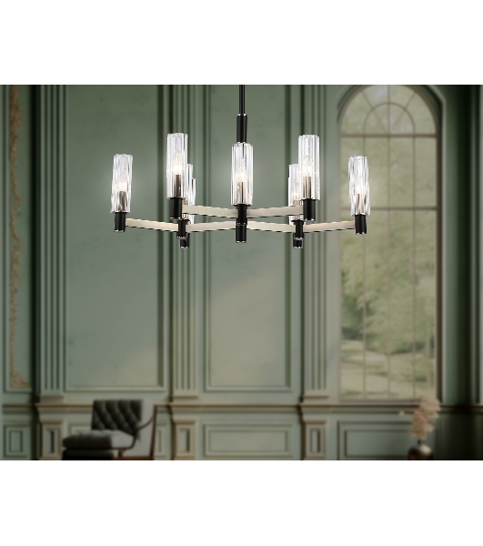 Люстра Ambrella light LH55503/9 SN/BK/CL сатин никель/черный/прозрачный E14*9 max 40W D760*760