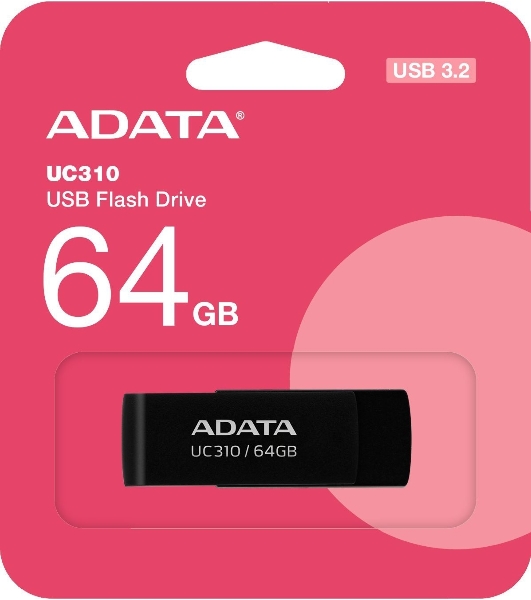 Флешка USB ADATA UC310 (UC310-64G-RBK), 64Gb, USB 3.2, R/W 100/30, черный