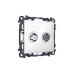 Комплект механизма розетки TV оконечной + SAT 5-862MHz 3.5dB/950-2150MHz 3.5dB ALFA Белый глянец QUANT (AP1133, VM217) MA113310, фото 1