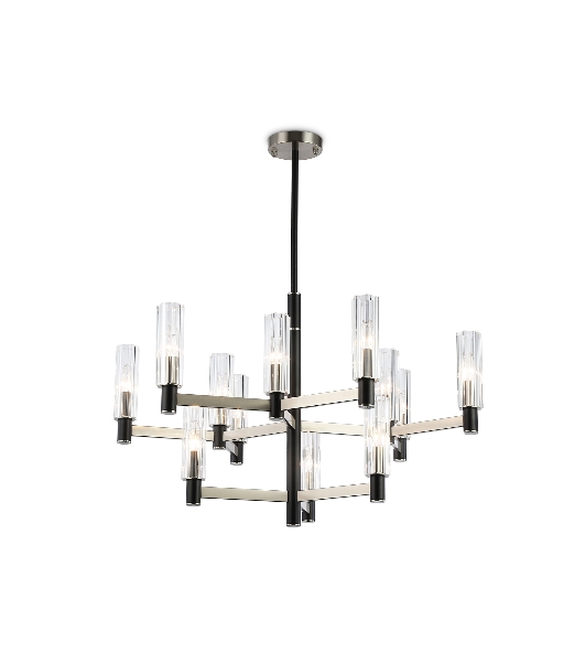 Люстра Ambrella light LH55505/12 SN/BK/CL сатин никель/черный/прозрачный E14*12 max 40W D860*905