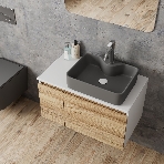 Комплект: тумба Bau Dream Blackwood 80, раковина BAU Cerama 48х37, темно-серая, смеситель Hotel Dream, нерж сталь, выпуск клик клак белый, фото12