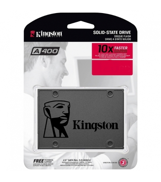Накопитель SSD Kingston A400, 480Gb, SATA III, 2.5', R/W 500/450