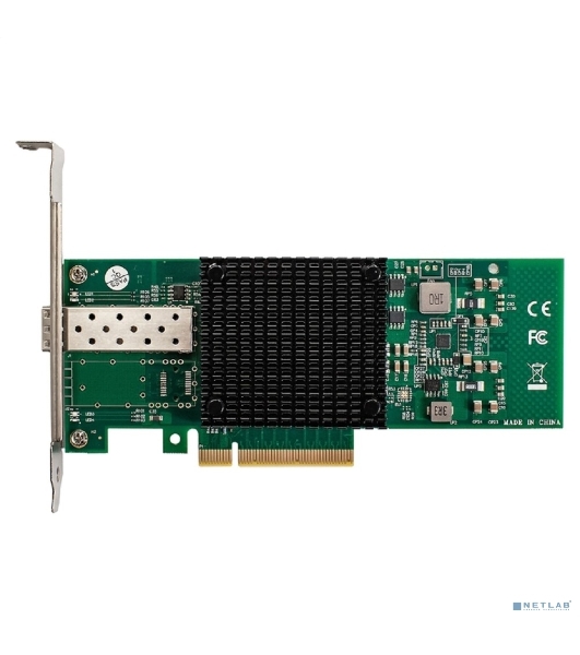 Сетевой адаптер ExeGate EXE-X520-DA1 (PCI-E x8 v3.0, порты 1xSFP+ 10Gb/s (10/5/2.5/1Gb/s, 100Mb/s), Server NIC Intel Chipset JL82599EN)