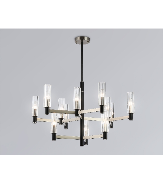 Люстра Ambrella light LH55505/12 SN/BK/CL сатин никель/черный/прозрачный E14*12 max 40W D860*905