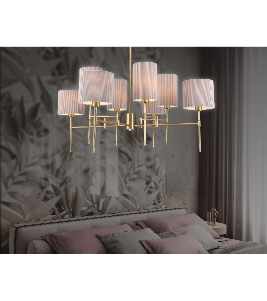 Люстра Ambrella light LH72383/8 BS/GR латунь/серый E14*8 max 40W D810*705