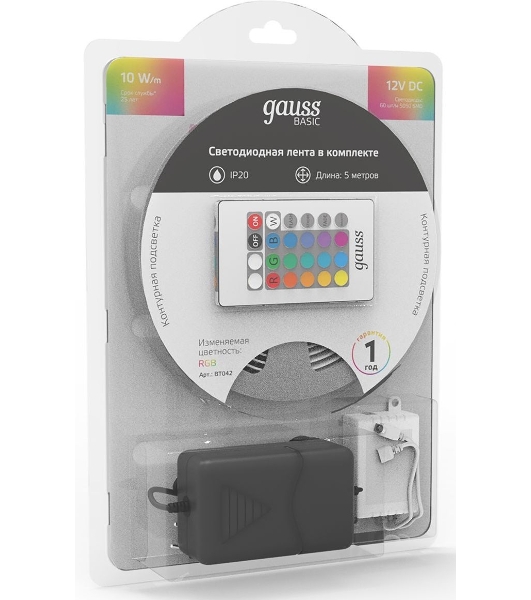 Лента светодиодная Gauss Basic 5м (BT042)