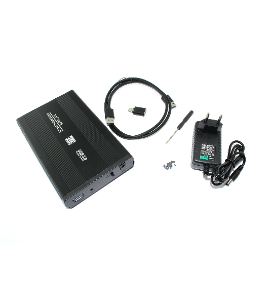 Бокс для жесткого диска 3,5' SATA алюминиевый USB 3.0 черный