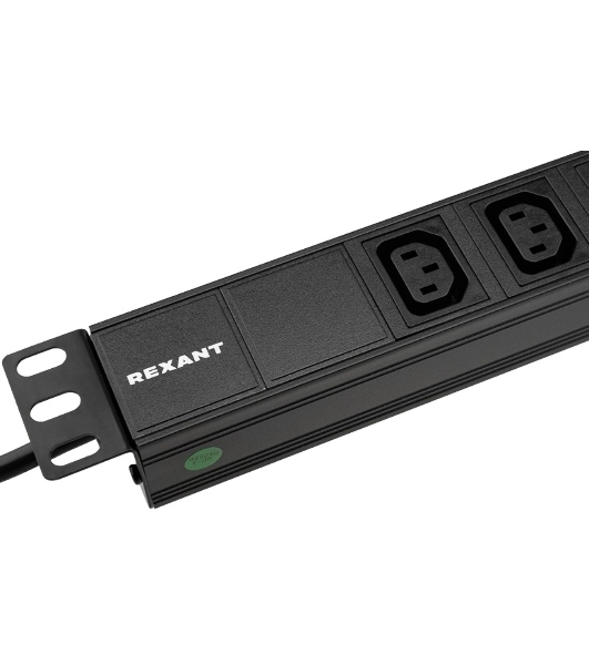Блок распределения питания Rexant для 19' шкафов, горизонтальный, 8 розеток C13, 10A, без выкл, алюм корп, шнур 2м, вилка C14