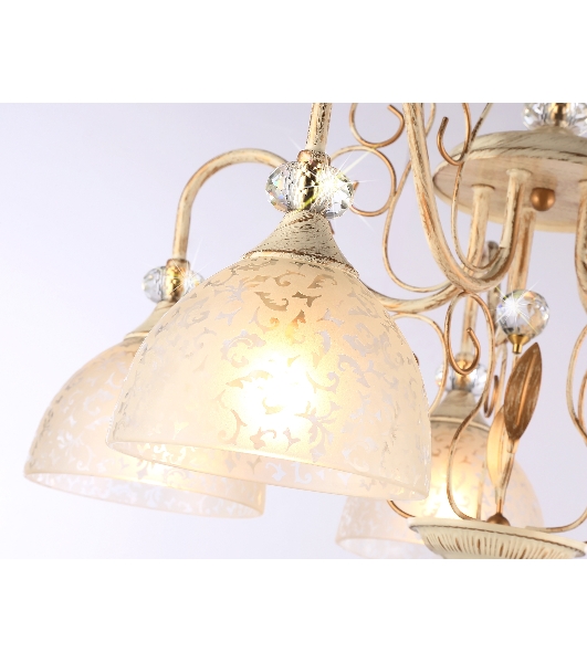 Светильник Ambrella light TR3057/5 BG/GD/FR бежевый/золото/белый матовый E27/5 max 40W D600*380
