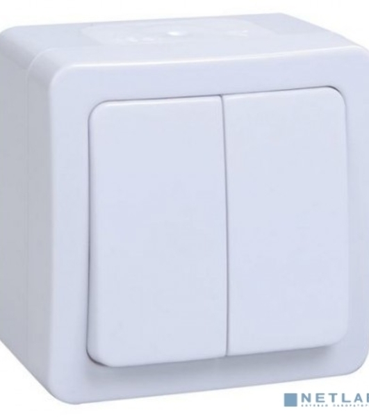 Выкл 2кл о/у IP54 (цвет клавиши:белый) ГЕРМЕС PLUS IEK EVMP20-K01-10-54-EC ВС20-2-0-ГПБ