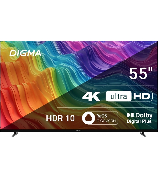 Телевизор Digma 55' DM-LED55UBB33 черный LED UHD 60Hz Яндекс ТВ