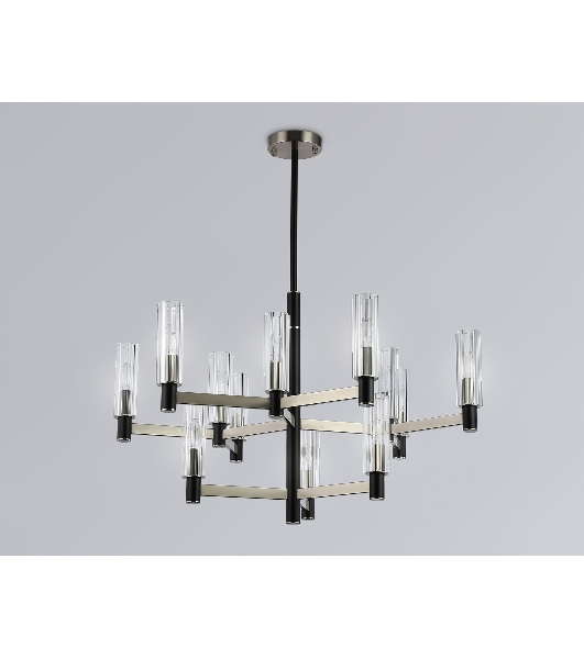 Люстра Ambrella light LH55505/12 SN/BK/CL сатин никель/черный/прозрачный E14*12 max 40W D860*905
