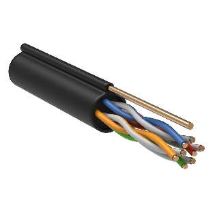 Кабель связи витая пара F/UTP кат. 5E 4 пары LDPE 1м трос черный GENERICA ITK BC3-C5E04-359-305-G
