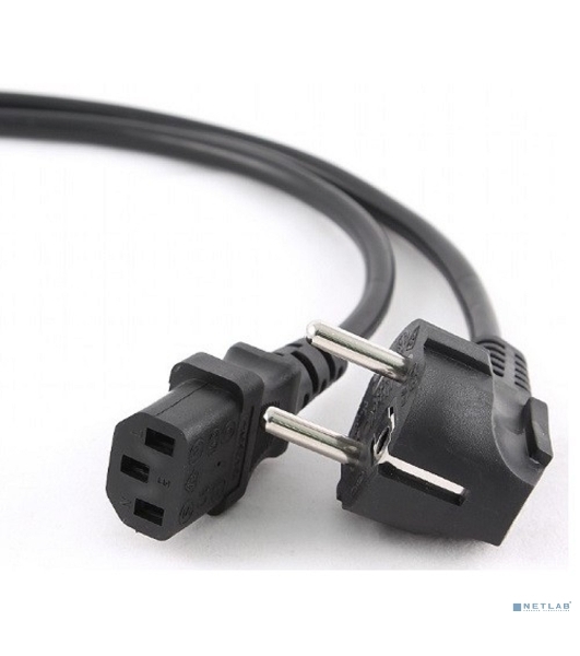 Кабель питания Cablexpert PC-186-1-1.8M, 1.8м, Schuko- C13, 3x1кв.мм, черный, с заземлением, пакет