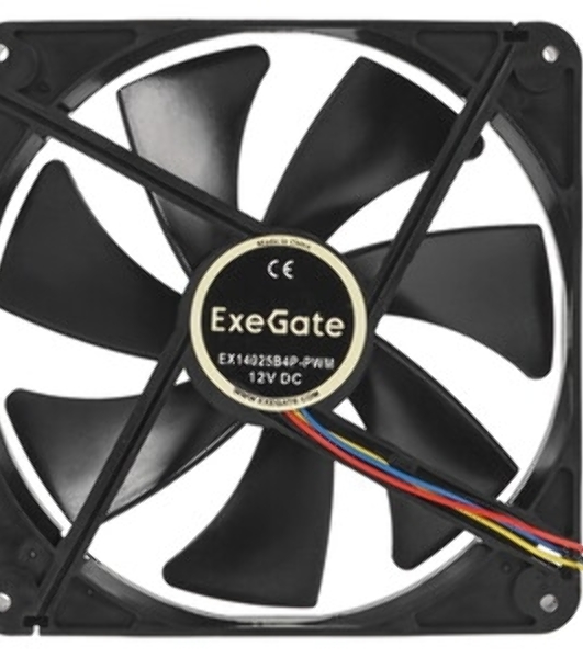 Вентилятор для корпуса ExeGate EX14025B4P-PWM черный, 140 мм, 1200 об/мин, 28 дБ, 4 pin