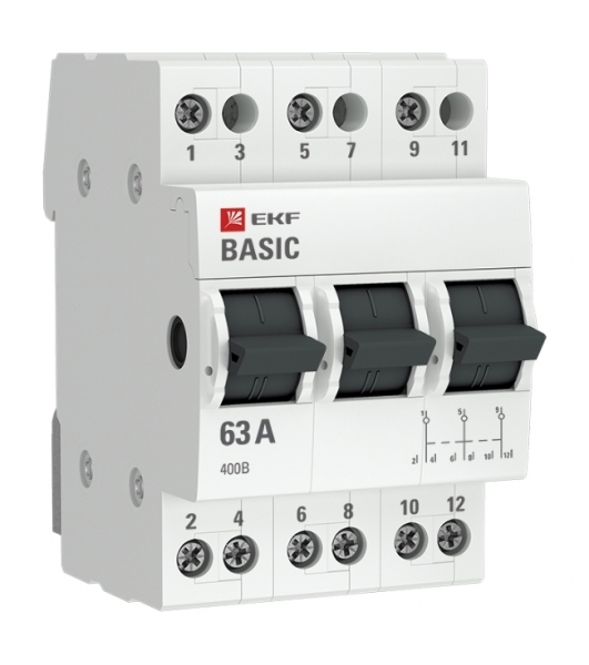 Переключатель трехпозиционный 3п 63А Basic EKF tps-3-63