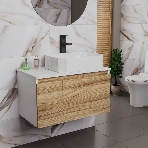 Комплект для ванной, 3 предмета (Тумба подвесная Bau Blackwood 80 + Раковина BAU Hotel 51х37, Смеситель высокий Hotel Black, черный), фото6