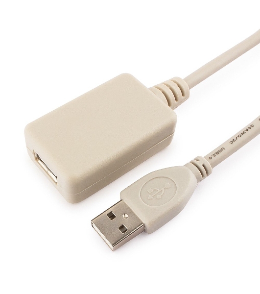 Кабель Gembird USB 2.0 удлинительный, активный 4.8м AM/AF, черный