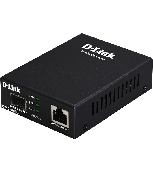 Медиаконвертер D-Link DMC-G10SC/A1A с 1 портом 100/1000Base-T и 1 портом 1000Base-LX с разъемом SC для одномодового оптического кабеля (до 10 км)