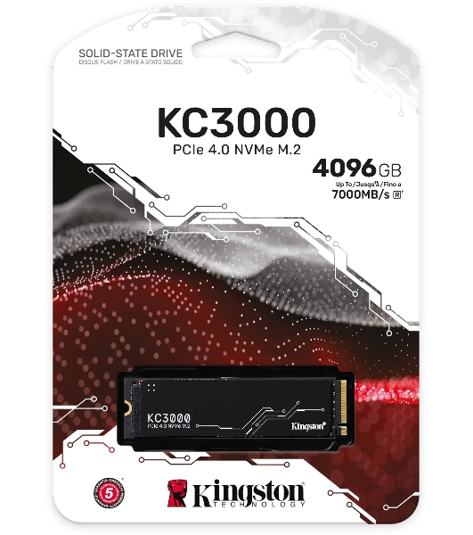 Накопитель SSD Kingston KC3000, 4Tb, PCIe 4.0 x4, M.2 2280, NVMe, R/W 7000/7000, с радиатором