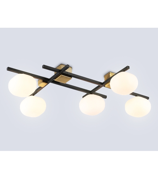 Светильник Ambrella light LH51015/5 BK/BS/FR черный/латунь/белый матовый G9*5 max 28W 800*560*170