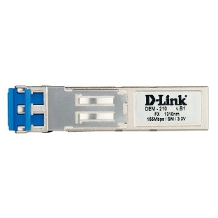 Сетевое оборудование D-Link (DEM-210/B1A) Модуль SFP с 1 портом 100Base-FX для одномодового оптического кабеля, питание 3,3В (до 15 км)