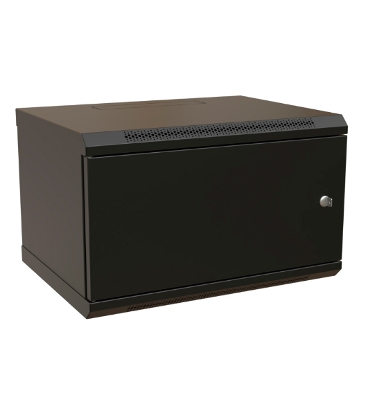 Шкаф коммутационный WRline (WR-TW-0666-SR-RAL9004) настенный 6U 600x600 мм пер. дв. металл 2 бок. пан. 60 кг черный 520 мм 367 мм IP20 сталь
