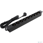 Блок розеток горизонтальный ExeGate ServerPro PDU-19H905 Al-9S-EU3, 19', 1U, Алюминий, 9 Schuko, кабель с евровилкой VDE-250V-16A-3*1.5мм2, 3 метра, черный, фото2