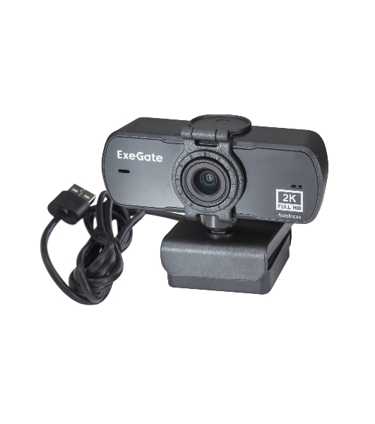 Веб-камера ExeGate Stream C940 Wide 2K 2560x1440, 30 кадр/с, USB Type-A, микрофон (шумоподавление), универсальное крепление, штатив в комплекте