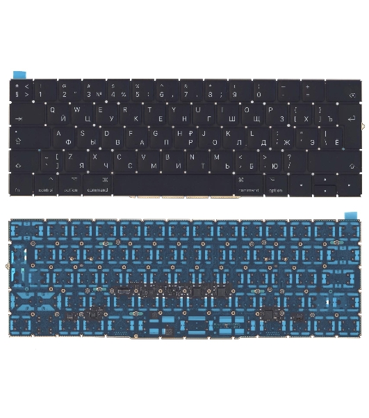 Клавиатура для ноутбука MacBook Pro 13 15 Retina A1706 черная с подсветкой большой Enter