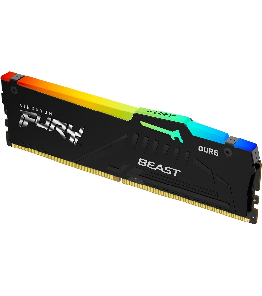 Оперативная память Kingston Fury Beast, DDR5, 32Gb (1x32Gb), 6000MHz, CL30, DIMM, с радиатором, RGb, черный