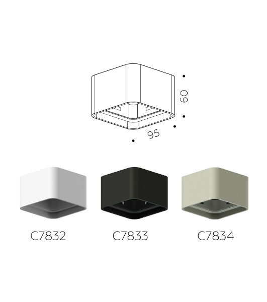 Корпус светильника C7834 SGR серый песок 95*95*H60mm MR16 GU5.3