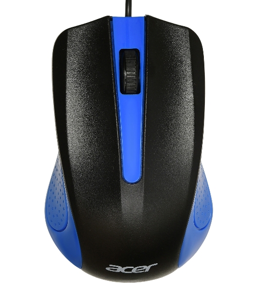 Мышь проводная Acer OMW011 черный/синий, 1200 dpi, USB, кнопки - 3