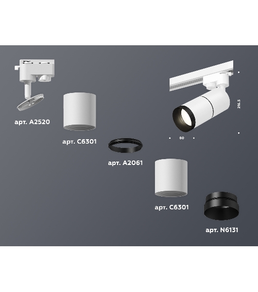 Светильник Ambrella light XT6301011 SWH/PBK белый песок/черный полированный MR16 GU5.3 (A2520, C6301, A2061, C6301, N6131)