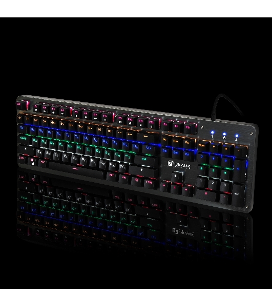 Клавиатура Oklick 970G Dark Knight проводная, USB Type-A, чёрный/серебристый