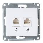Systeme Electric Glossa Бел Розетка 2-я RJ11+RJ45, кат.5E, фото4