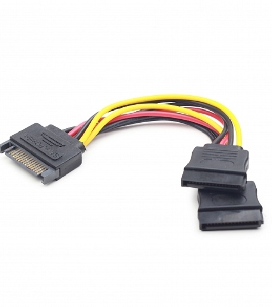 Кабель питания SATA Cablexpert CC-SATAM2F-01, 15pin (M)/2x15pin(F), на 2 SATA устр, 15 см