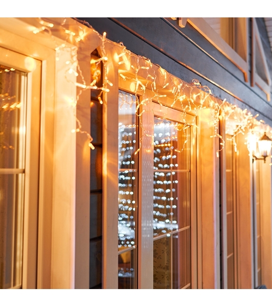 Гирлянда Neon-night Айсикл (бахрома) светодиодный, 4,8 х 0,6 м, прозрачный провод, 230 В, диоды желтые, 176 LED