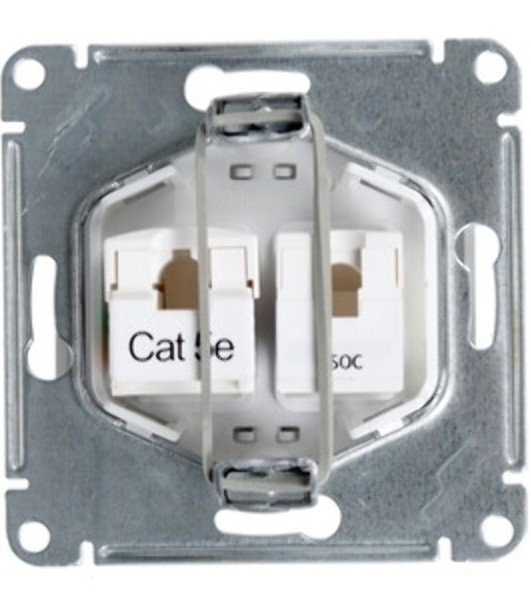 Systeme Electric Glossa Бел Розетка 2-я RJ11+RJ45, кат.5E